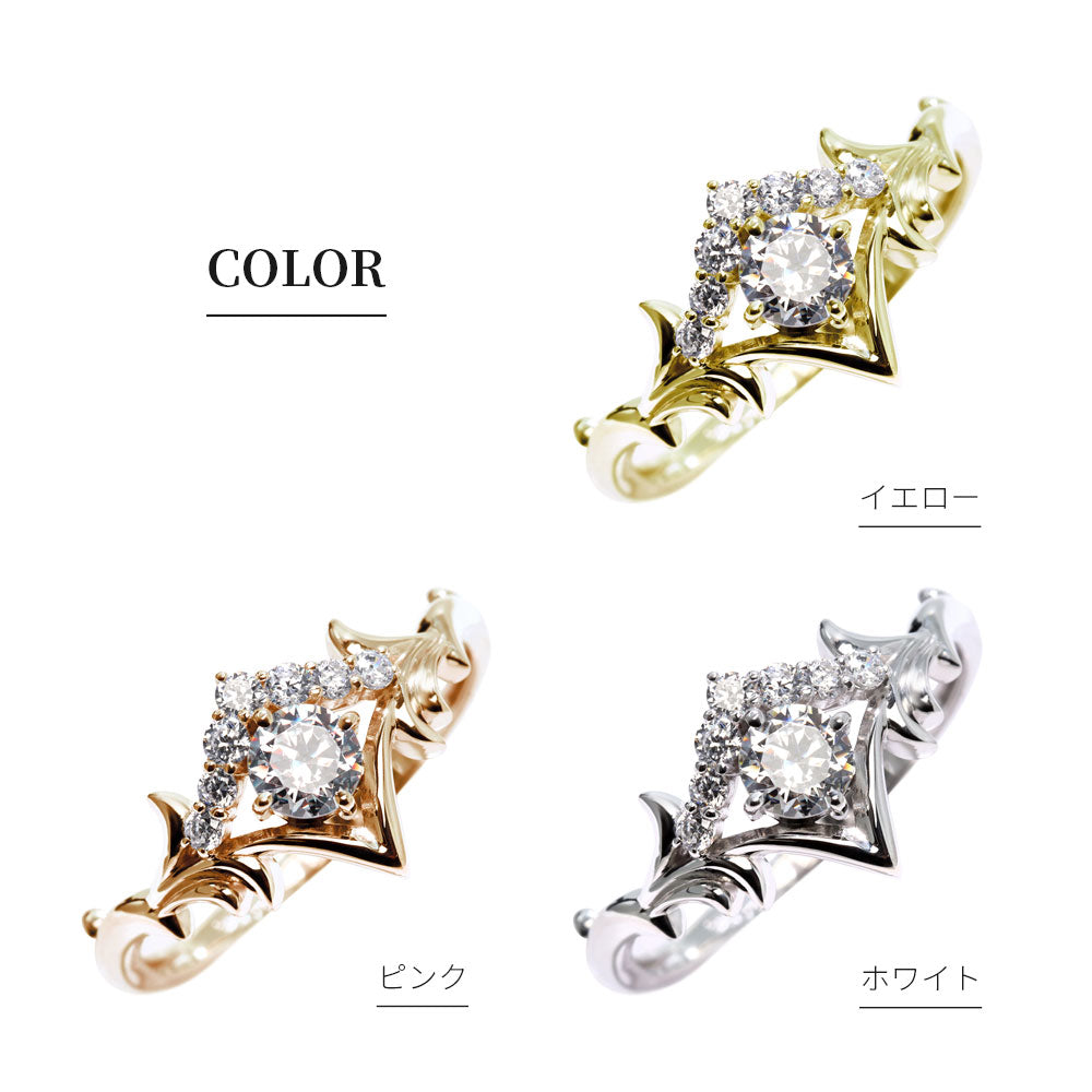 誕生石 リング レディース ティアラ 指輪 10金 18金 プラチナ シルバー 選べる 天然石 4mm 女性 大人 高級 リーフ 華やか ゴージャス (品番 mr-0481)