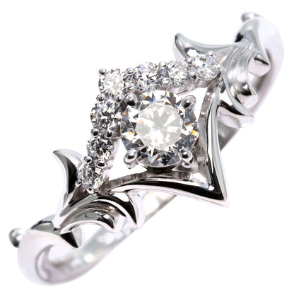 18金 ダイヤモンド 婚約指輪 0.25ct 鑑定書付き 指輪 ティアラ 王冠 プラチナ 結婚 リーフ ご褒美 記念日 エレガント プレゼント ギフト (品番 mr-0481-4-cgl-2)