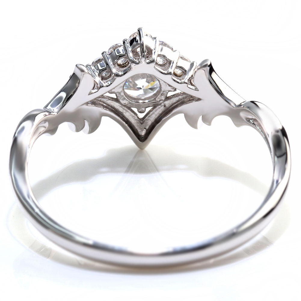 18金 ダイヤモンド 婚約指輪 0.25ct 鑑定書付き 指輪 ティアラ 王冠 プラチナ 結婚 リーフ ご褒美 記念日 エレガント プレゼント ギフト (品番 mr-0481-4-cgl-2)
