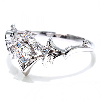 18金 ダイヤモンド 婚約指輪 0.25ct 鑑定書付き 指輪 ティアラ 王冠 プラチナ 結婚 リーフ ご褒美 記念日 エレガント プレゼント ギフト (品番 mr-0481-4-cgl-2)