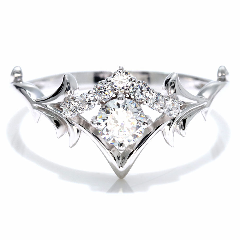 18金 ダイヤモンド 婚約指輪 0.25ct 鑑定書付き 指輪 ティアラ 王冠 プラチナ 結婚 リーフ ご褒美 記念日 エレガント プレゼント ギフト (品番 mr-0481-4-cgl-2)