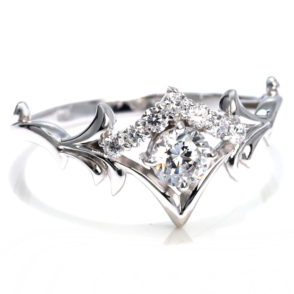 18金 ダイヤモンド 婚約指輪 0.25ct 鑑定書付き 指輪 ティアラ 王冠 プラチナ 結婚 リーフ ご褒美 記念日 エレガント プレゼント ギフト (品番 mr-0481-4-cgl-2)