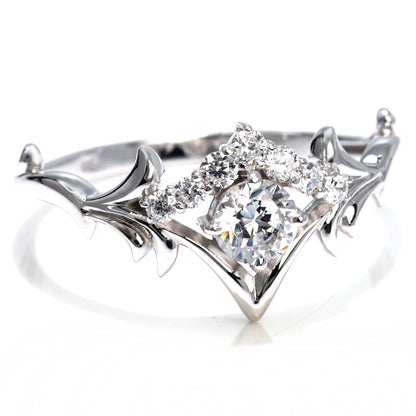 18金 ダイヤモンド 婚約指輪 0.25ct 鑑定書付き 指輪 ティアラ 王冠 プラチナ 結婚 リーフ ご褒美 記念日 エレガント プレゼント ギフト (品番 mr-0481-4-cgl-2)