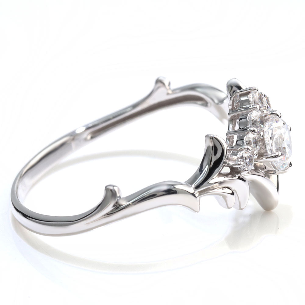 18金 ダイヤモンド 婚約指輪 0.25ct 鑑定書付き 指輪 ティアラ 王冠 プラチナ 結婚 リーフ ご褒美 記念日 エレガント プレゼント ギフト (品番 mr-0481-4-cgl-2)