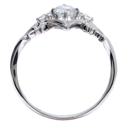 18金 ダイヤモンド 婚約指輪 0.25ct 鑑定書付き 指輪 ティアラ 王冠 プラチナ 結婚 リーフ ご褒美 記念日 エレガント プレゼント ギフト (品番 mr-0481-4-cgl-2)