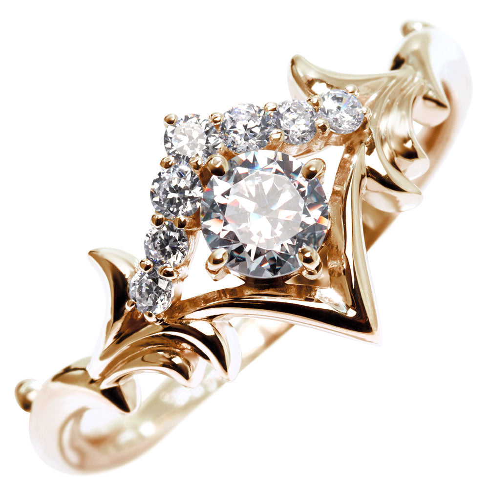 誕生石 リング レディース ティアラ 指輪 10金 18金 プラチナ シルバー 選べる 天然石 4mm 女性 大人 高級 王冠 リーフ 華やか ゴージャス (品番 mr-0481)