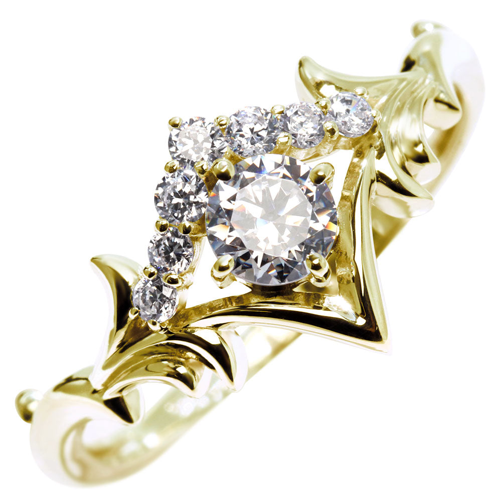 18金 ダイヤモンド 婚約指輪 0.25ct 鑑定書付き 指輪 ティアラ 王冠 プラチナ 結婚 リーフ ご褒美 記念日 エレガント プレゼント ギフト (品番 mr-0481-4-cgl-2)