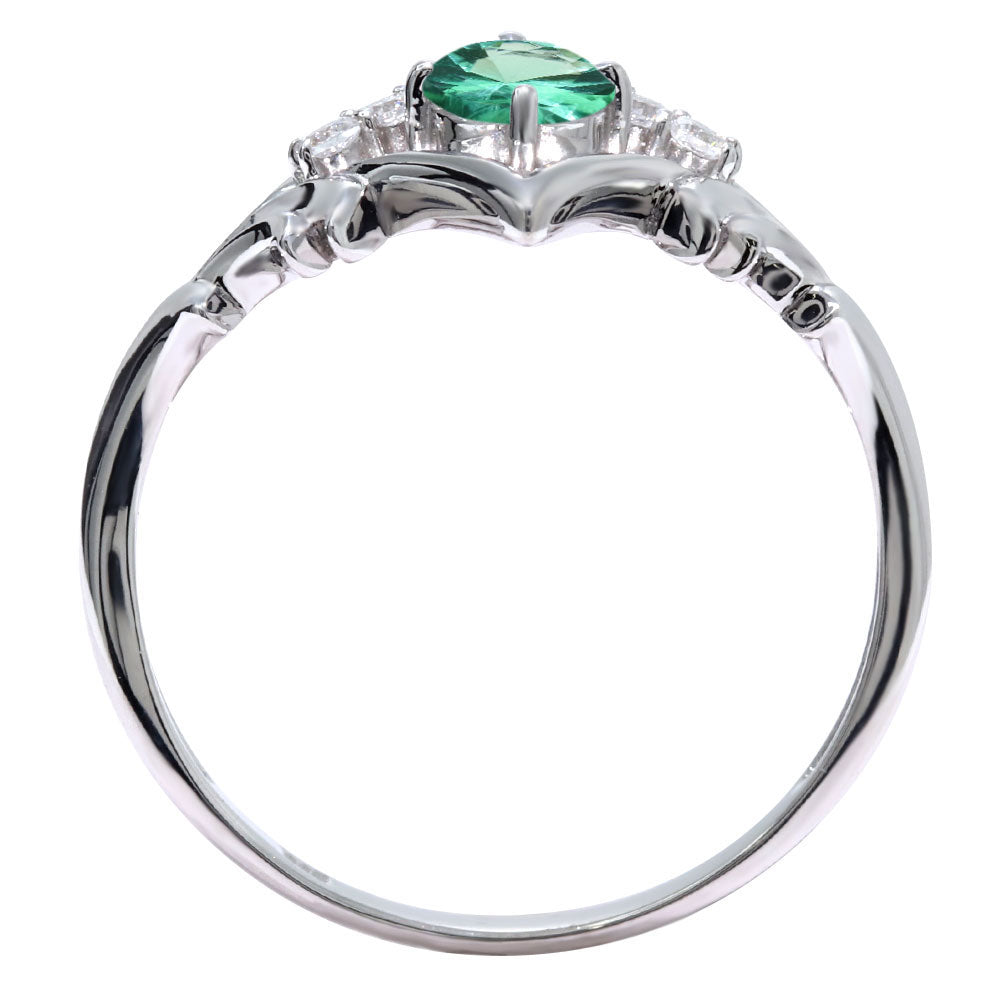 誕生石 リング レディース ティアラ 指輪 10金 18金 プラチナ シルバー 選べる 天然石 4mm 女性 大人 高級 リーフ 華やか ゴージャス (品番 mr-0481)