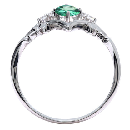 誕生石 リング レディース ティアラ 指輪 10金 18金 プラチナ シルバー 選べる 天然石 4mm 女性 大人 高級 リーフ 華やか ゴージャス (品番 mr-0481)