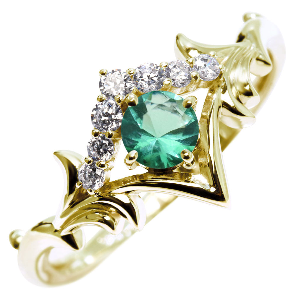 誕生石 リング レディース ティアラ 指輪 10金 18金 プラチナ シルバー 選べる 天然石 4mm 女性 大人 高級 王冠 リーフ 華やか ゴージャス (品番 mr-0481)