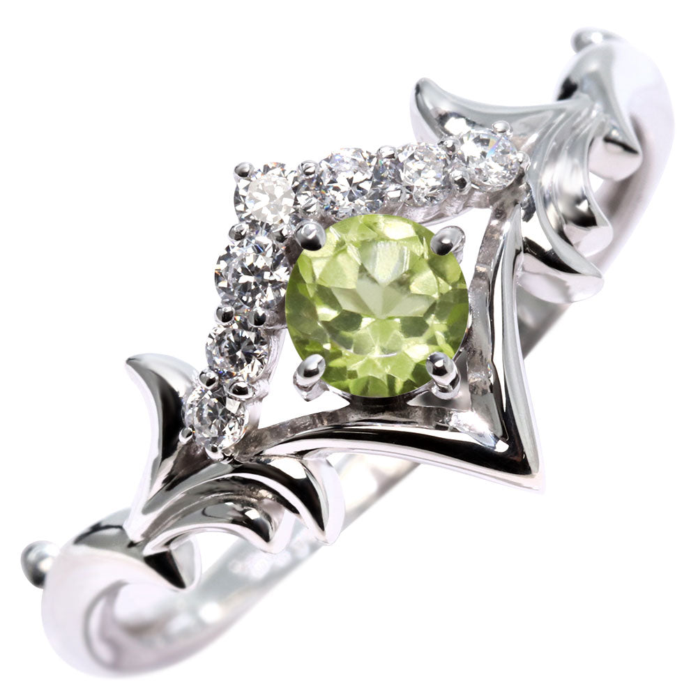 誕生石 リング レディース ティアラ 指輪 10金 18金 プラチナ シルバー 選べる 天然石 4mm 女性 大人 高級 王冠 リーフ 華やか ゴージャス (品番 mr-0481)