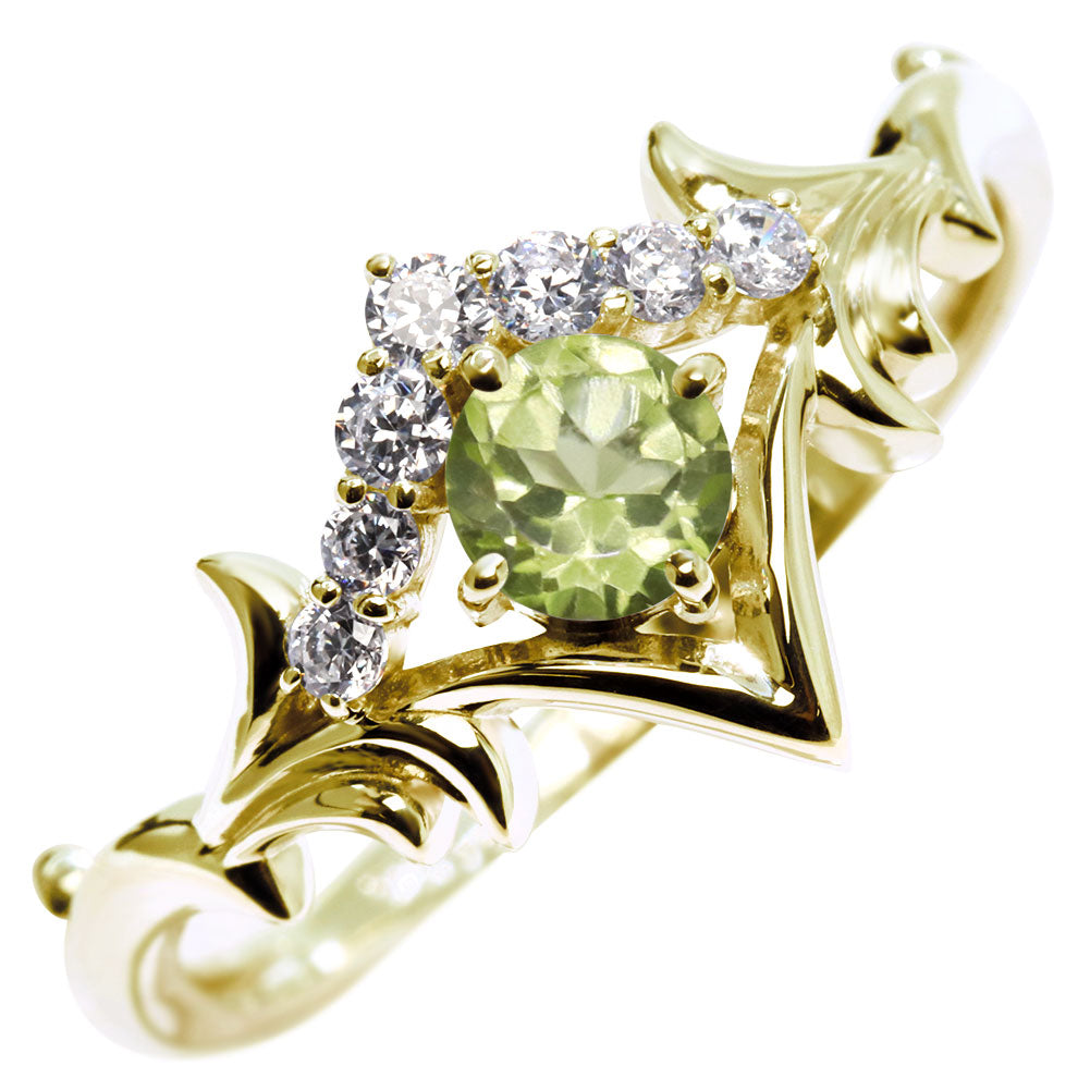 誕生石 リング レディース ティアラ 指輪 10金 18金 プラチナ シルバー 選べる 天然石 4mm 女性 大人 高級 王冠 リーフ 華やか ゴージャス (品番 mr-0481)