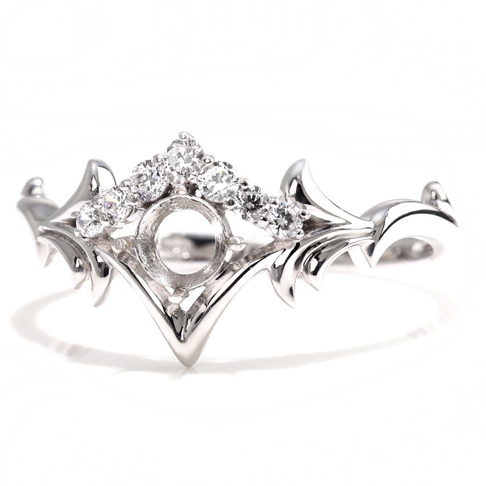 空枠 指輪 簡単 セミオーダー 4ｍｍ リング枠 王冠 レディース リング K18 K10 Pt900 SV925 上品 優雅  ティアラ クラウン 月桂樹 冠 母の日 (品番 mr-0481-kw)