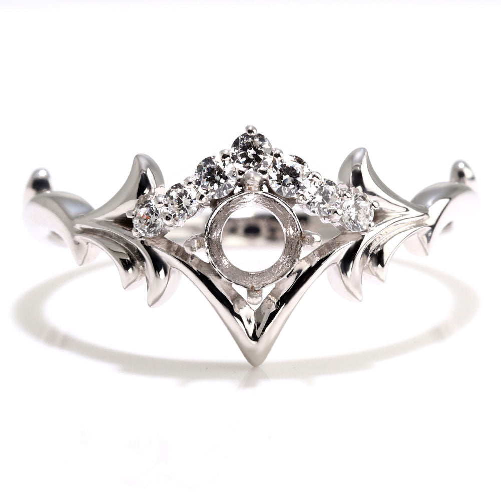 空枠 指輪 簡単 セミオーダー 4ｍｍ リング枠 王冠 レディース リング K18 K10 Pt900 SV925 上品 優雅  ティアラ クラウン 月桂樹 冠 母の日 (品番 mr-0481-kw)