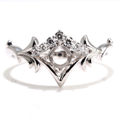 空枠 指輪 簡単 セミオーダー 4ｍｍ リング枠 王冠 レディース リング K18 K10 Pt900 SV925 上品 優雅  ティアラ クラウン 月桂樹 冠 母の日 (品番 mr-0481-kw)