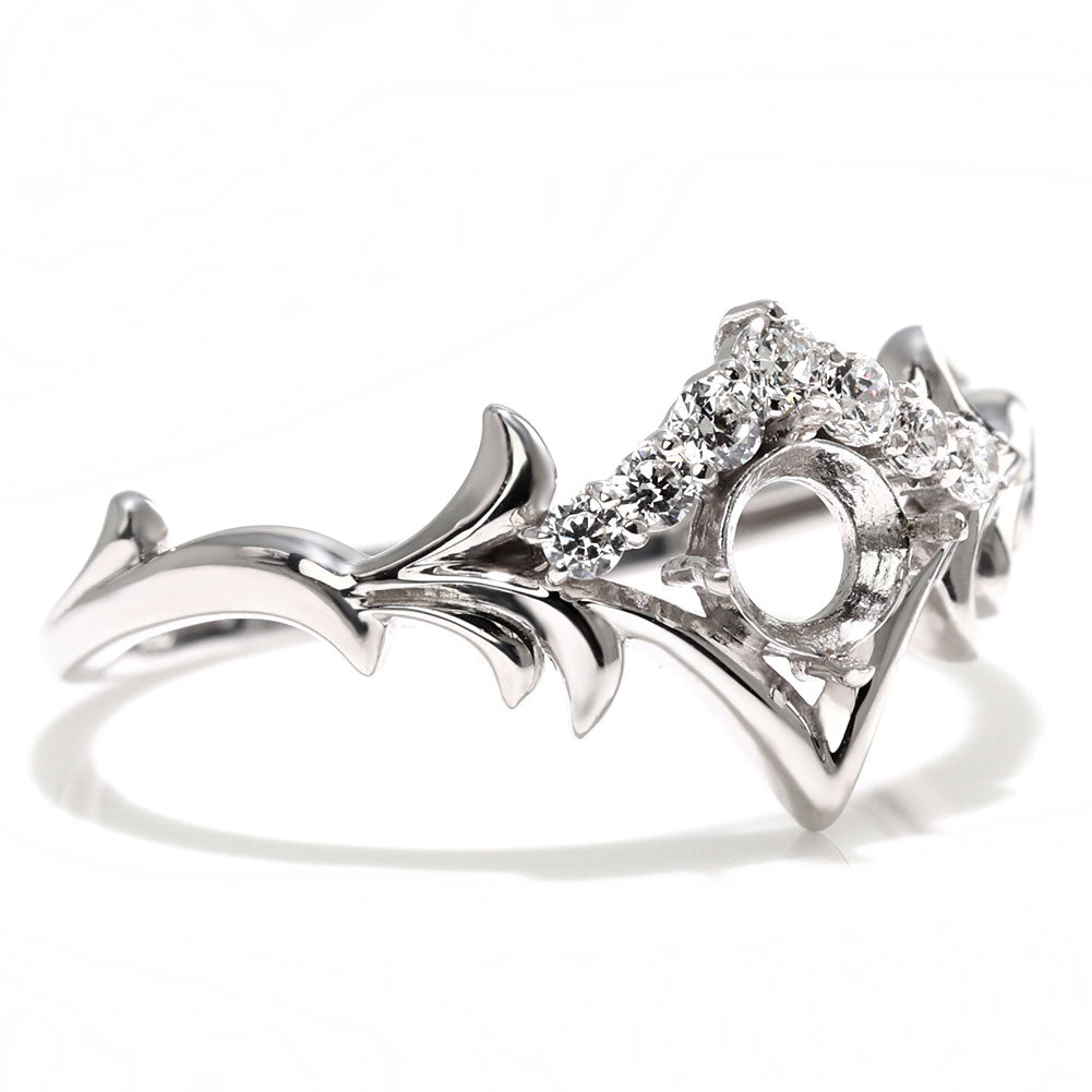 空枠 指輪 簡単 セミオーダー 4ｍｍ リング枠 王冠 レディース リング K18 K10 Pt900 SV925 上品 優雅  ティアラ クラウン 月桂樹 冠 母の日 (品番 mr-0481-kw)