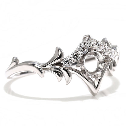 空枠 指輪 簡単 セミオーダー 4ｍｍ リング枠 王冠 レディース リング K18 K10 Pt900 SV925 上品 優雅  ティアラ クラウン 月桂樹 冠 母の日 (品番 mr-0481-kw)