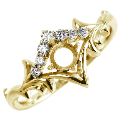 空枠 指輪 簡単 セミオーダー 4ｍｍ リング枠 王冠 レディース リング K18 K10 Pt900 SV925 上品 優雅  ティアラ クラウン 月桂樹 冠 母の日 (品番 mr-0481-kw)