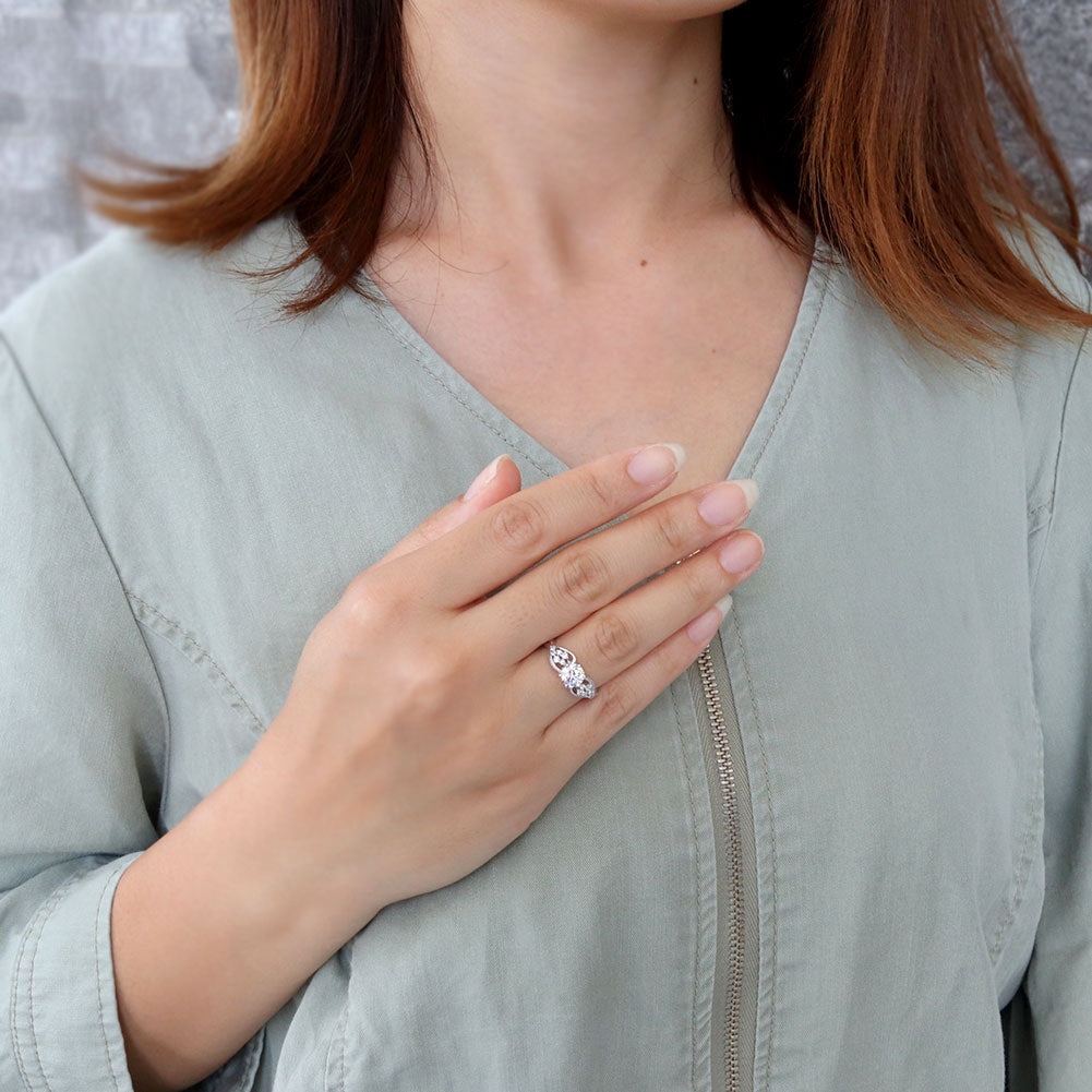 セミオーダー レディース 指輪 空枠 6mm 大粒 大ぶり リング sv925 K10 K18 Pt900 バブル ハート ミルグレイン ルース カスタム (品番 mr-0482-kw)