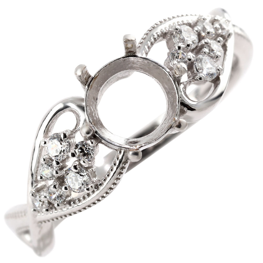 セミオーダー レディース 指輪 空枠 6mm 大粒 大ぶり リング sv925 K10 K18 Pt900 バブル ハート ミルグレイン ルース カスタム (品番 mr-0482-kw)