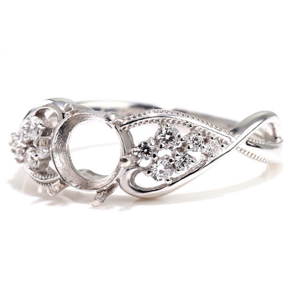 セミオーダー レディース 指輪 空枠 6mm 大粒 大ぶり リング sv925 K10 K18 Pt900 バブル ハート ミルグレイン ルース カスタム (品番 mr-0482-kw)