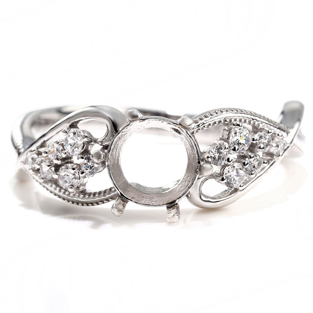 セミオーダー レディース 指輪 空枠 6mm 大粒 大ぶり リング sv925 K10 K18 Pt900 バブル ハート ミルグレイン ルース カスタム (品番 mr-0482-kw)