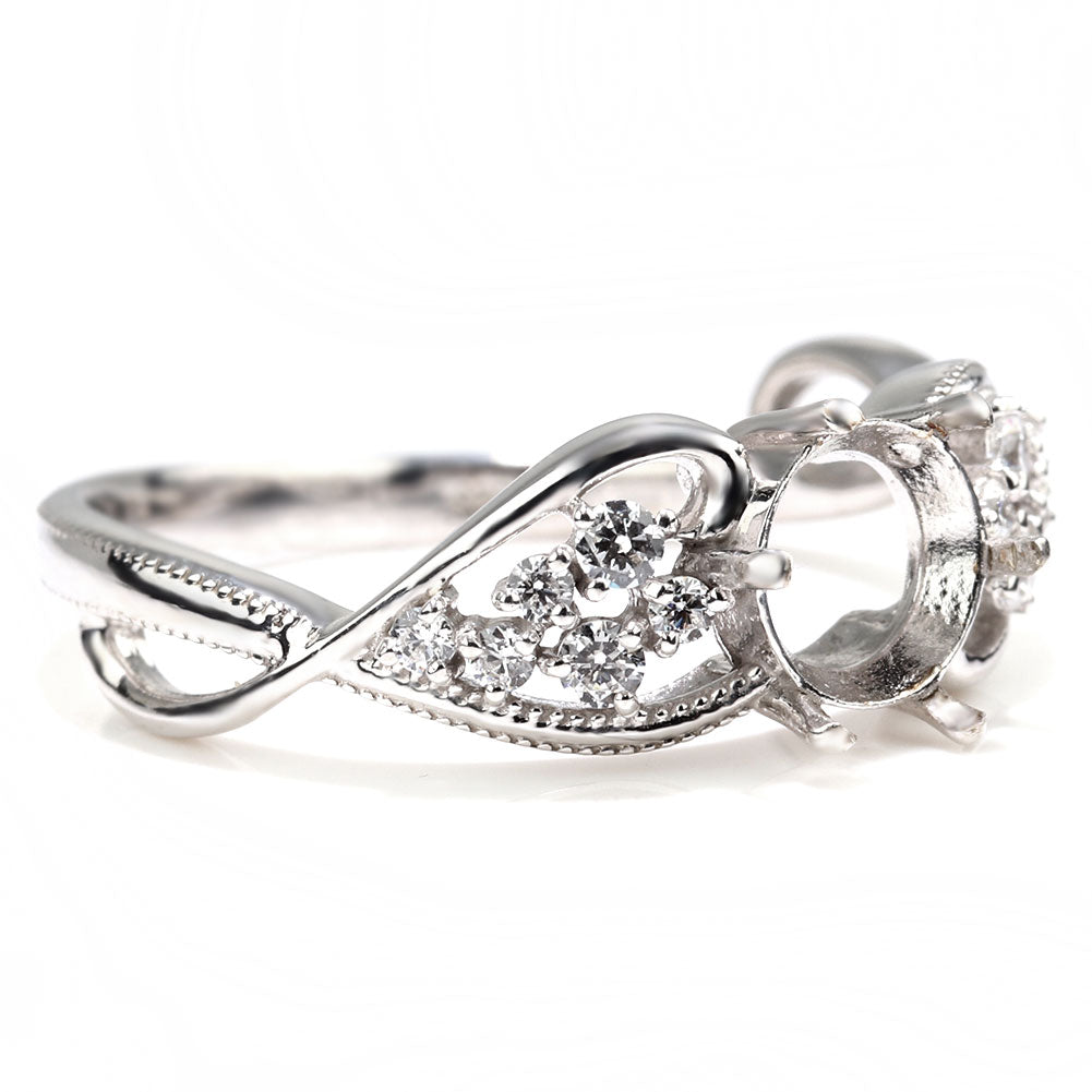 セミオーダー レディース 指輪 空枠 6mm 大粒 大ぶり リング sv925 K10 K18 Pt900 バブル ハート ミルグレイン ルース カスタム (品番 mr-0482-kw)