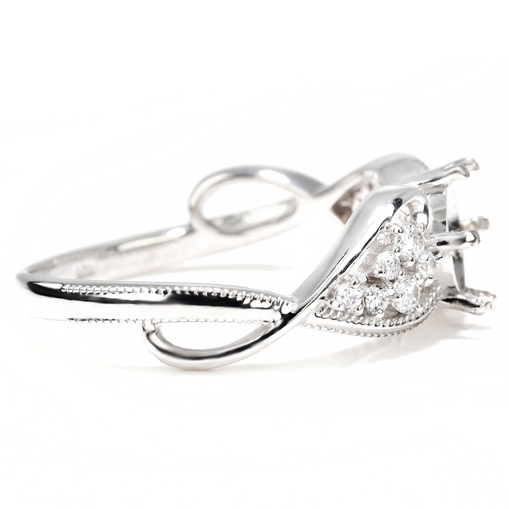 セミオーダー レディース 指輪 空枠 6mm 大粒 大ぶり リング sv925 K10 K18 Pt900 バブル ハート ミルグレイン ルース カスタム (品番 mr-0482-kw)