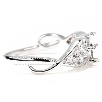 セミオーダー レディース 指輪 空枠 6mm 大粒 大ぶり リング sv925 K10 K18 Pt900 バブル ハート ミルグレイン ルース カスタム (品番 mr-0482-kw)