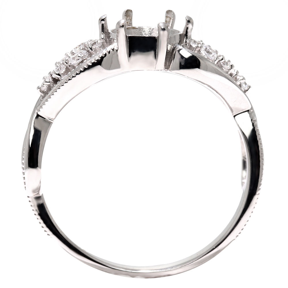 セミオーダー レディース 指輪 空枠 6mm 大粒 大ぶり リング sv925 K10 K18 Pt900 バブル ハート ミルグレイン ルース カスタム (品番 mr-0482-kw)