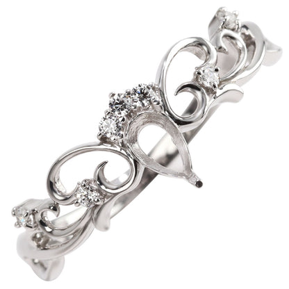 プリンセス リング 空枠 姫リング 指輪 可愛い ペアシェイプ 3×5mm アラベスク 甘め 上品 ティアラ 曲線 フェアリーテイル 簡単 セミオーダー (品番 mr-0483-kw)