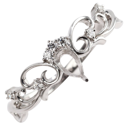 プリンセス リング 空枠 姫リング 指輪 可愛い ペアシェイプ 3×5mm アラベスク 甘め 上品 ティアラ 曲線 フェアリーテイル 簡単 セミオーダー (品番 mr-0483-kw)