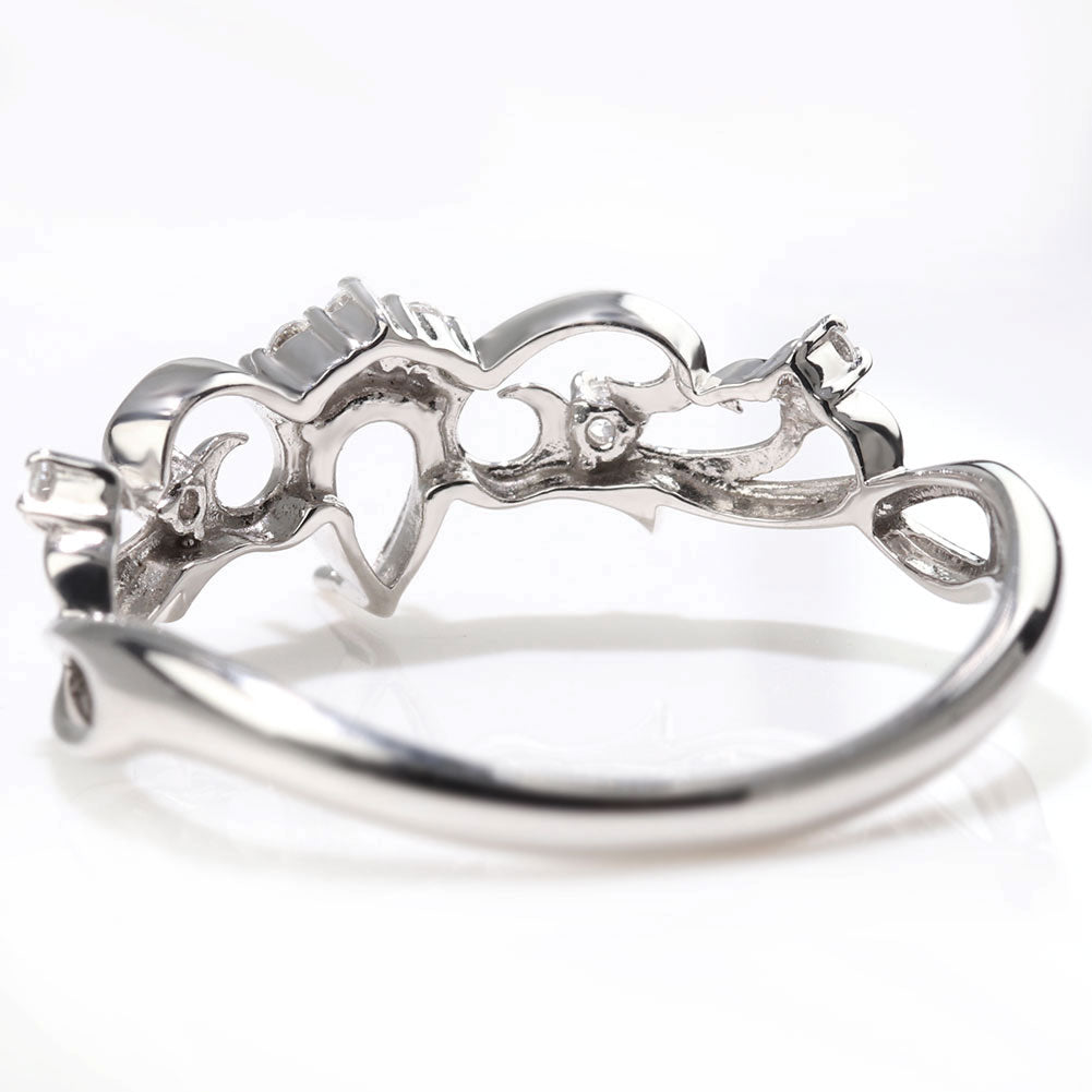 プリンセス リング 空枠 姫リング 指輪 可愛い ペアシェイプ 3×5mm アラベスク 甘め 上品 ティアラ 曲線 フェアリーテイル 簡単 セミオーダー (品番 mr-0483-kw)