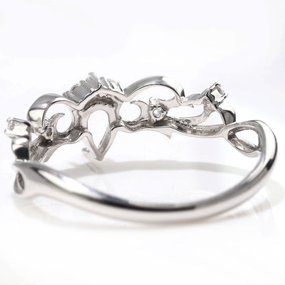 プリンセス リング 空枠 姫リング 指輪 可愛い ペアシェイプ 3×5mm アラベスク 甘め 上品 ティアラ 曲線 フェアリーテイル 簡単 セミオーダー (品番 mr-0483-kw)