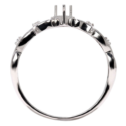 プリンセス リング 空枠 姫リング 指輪 可愛い ペアシェイプ 3×5mm アラベスク 甘め 上品 ティアラ 曲線 フェアリーテイル 簡単 セミオーダー (品番 mr-0483-kw)