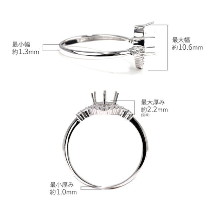 V字 レディース リング 空枠 セミオーダー ペアシェイプ 5mm×7mm 指輪 SV925 K10 K18 Pt900 ティアドロップ クラウン 細身 プリンセスリングン (品番 mr-0484-kw)