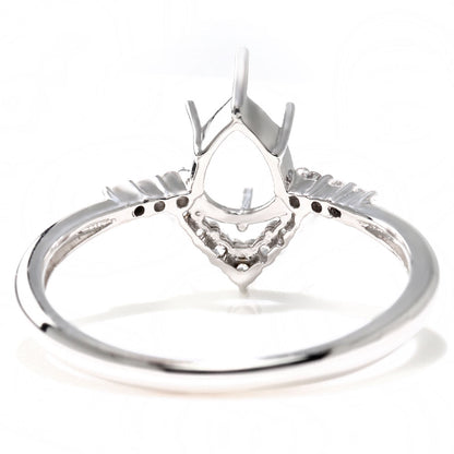 V字 レディース リング 空枠 セミオーダー ペアシェイプ 5mm×7mm 指輪 SV925 K10 K18 Pt900 ティアドロップ クラウン 細身 プリンセスリングン (品番 mr-0484-kw)