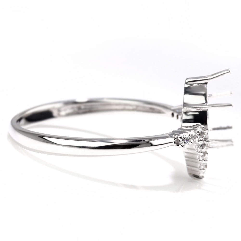 V字 レディース リング 空枠 セミオーダー ペアシェイプ 5mm×7mm 指輪 SV925 K10 K18 Pt900 ティアドロップ クラウン 細身 プリンセスリングン (品番 mr-0484-kw)