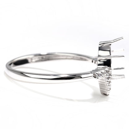 V字 レディース リング 空枠 セミオーダー ペアシェイプ 5mm×7mm 指輪 SV925 K10 K18 Pt900 ティアドロップ クラウン 細身 プリンセスリングン (品番 mr-0484-kw)