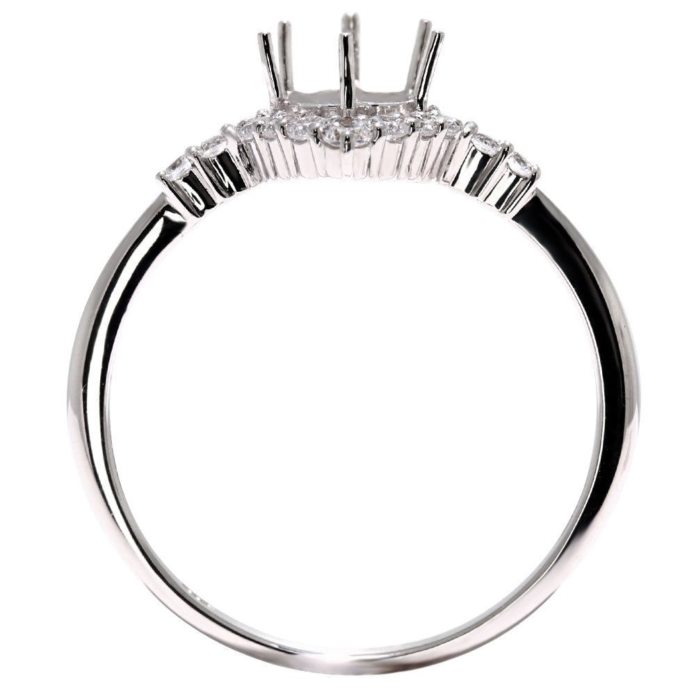 V字 レディース リング 空枠 セミオーダー ペアシェイプ 5mm×7mm 指輪 SV925 K10 K18 Pt900 ティアドロップ クラウン 細身 プリンセスリングン (品番 mr-0484-kw)