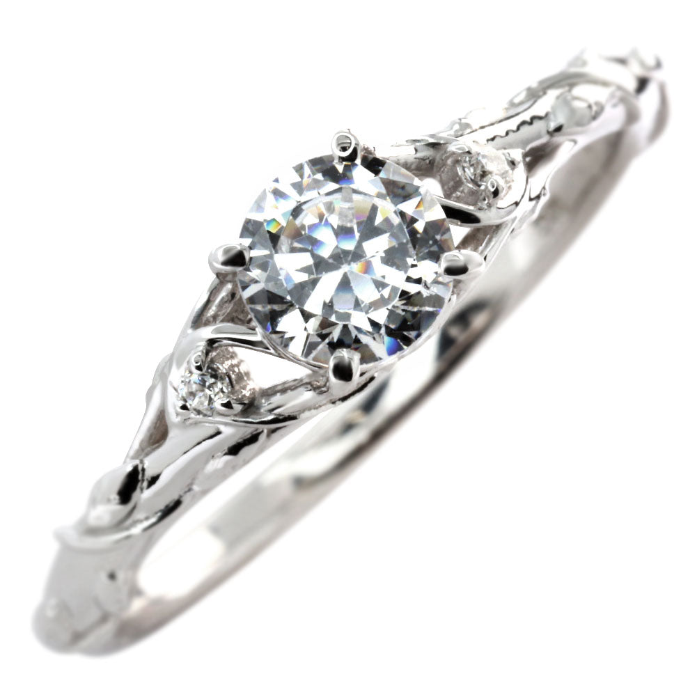 鑑定書付き ダイヤモンド 指輪 0.5ct K18 Pt900 エンゲージリング ボタニカル 婚約指輪 SI VS VVS 高品質 アラベスク 結婚記念日 婚約 サプライズ (品番 mr-0485-4-cgl-2)