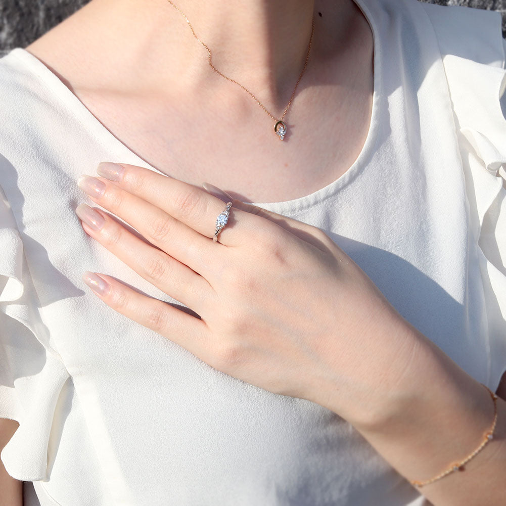 鑑定書付き ダイヤモンド 指輪 0.5ct K18 Pt900 エンゲージリング ボタニカル 婚約指輪 SI VS VVS 高品質 アラベスク 結婚記念日 婚約 サプライズ (品番 mr-0485-4-cgl-2)