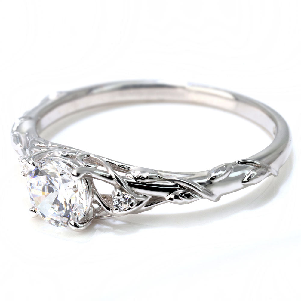 鑑定書付き ダイヤモンド 指輪 0.5ct K18 Pt900 エンゲージリング ボタニカル 婚約指輪 SI VS VVS 高品質 アラベスク 結婚記念日 婚約 サプライズ (品番 mr-0485-4-cgl-2)