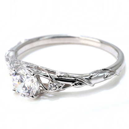 鑑定書付き ダイヤモンド 指輪 0.5ct K18 Pt900 エンゲージリング ボタニカル 婚約指輪 SI VS VVS 高品質 アラベスク 結婚記念日 婚約 サプライズ (品番 mr-0485-4-cgl-2)