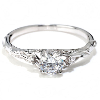 鑑定書付き ダイヤモンド 指輪 0.5ct K18 Pt900 エンゲージリング ボタニカル 婚約指輪 SI VS VVS 高品質 アラベスク 結婚記念日 婚約 サプライズ (品番 mr-0485-4-cgl-2)