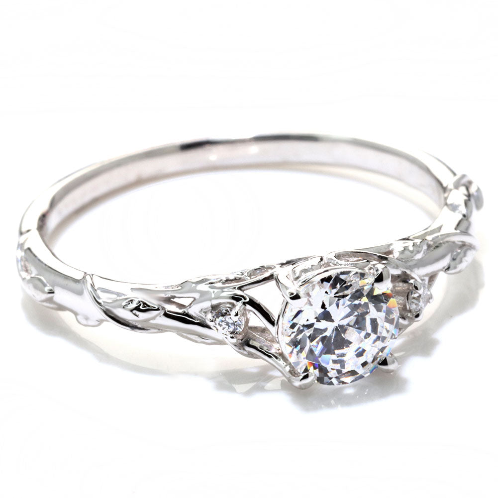 鑑定書付き ダイヤモンド 指輪 0.5ct K18 Pt900 エンゲージリング ボタニカル 婚約指輪 SI VS VVS 高品質 アラベスク 結婚記念日 婚約 サプライズ (品番 mr-0485-4-cgl-2)