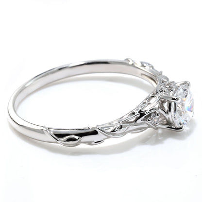 鑑定書付き ダイヤモンド 指輪 0.5ct K18 Pt900 エンゲージリング ボタニカル 婚約指輪 SI VS VVS 高品質 アラベスク 結婚記念日 婚約 サプライズ (品番 mr-0485-4-cgl-2)
