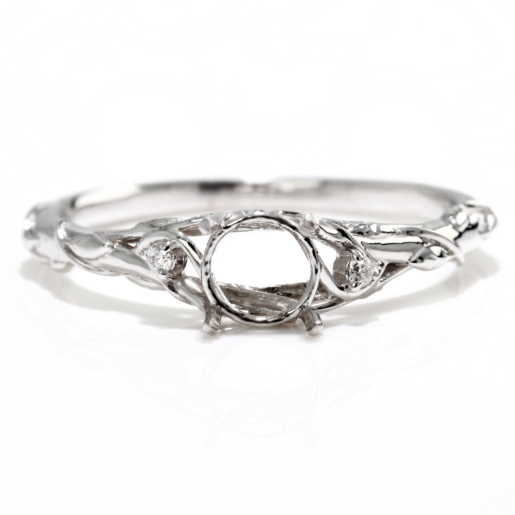 プラチナ レディース 指輪 簡単 リメイク 空枠 5mm ボタニカル リング 蔦モチーフ sv925 k10 k18 pt900  思い出 形見 誕生日 記念日 ジュエリー (品番 mr-0485-kw)