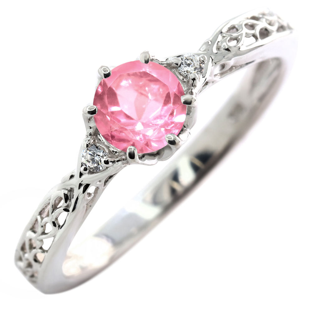 選べる誕生石 レディース リング K10 指輪 5mm 唐草 可愛い 透かし人気 つぼみ フラワー 花 エレガント K18 Pt900 SV925 フェミニン 妻 彼女 記念日 (品番 mr-0486)