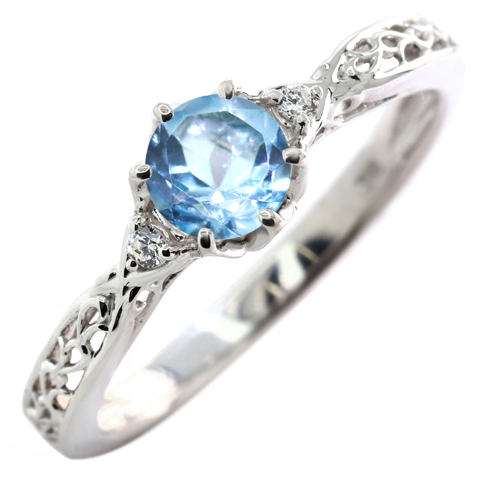 選べる誕生石 レディース リング K10 指輪 5mm 唐草 可愛い 透かし人気 つぼみ フラワー 花 エレガント K18 Pt900 SV925 フェミニン 妻 彼女 記念日 (品番 mr-0486)